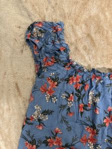 Floral Off-Shoulder Button-Up Top