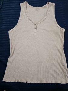 Ribbed Button-Up Tank Top
