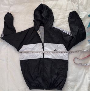 Adidas Men's Black &amp; White Windbreaker Jacket
