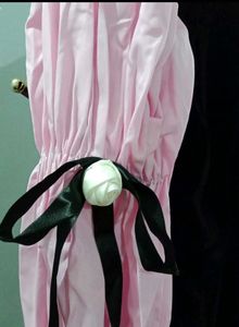 Chic Black dress with Pink Puff Sleeves