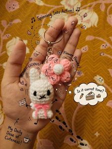crochet miffy with flower keychain 🧶🌸