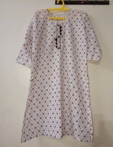 White &amp; Maroon Kurta Set with Dupatta