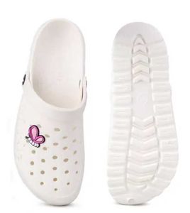 White Clogs with Butterfly Charm
