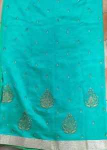Teal &amp; Gold Sari