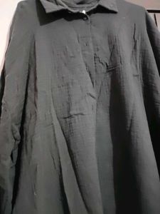 4XL BLAck Textured Long Sleeve Shirt