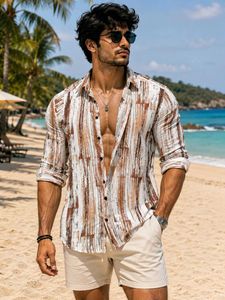 Men's Striped Casual Beach Shirt