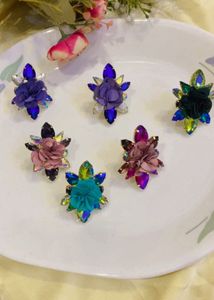 Set of 6 Flower Cocktail Rings