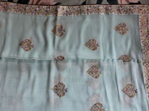 Exquisite Embellished Light Blue Saree