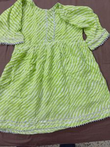 Lime Green Striped Kurta for 2-5 years