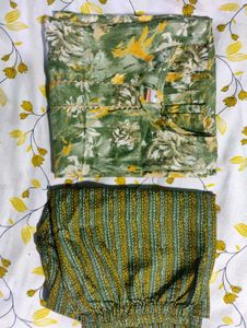 Green cotton kurta Pant set