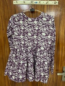 Pretty Floral Print Peplum Kurti