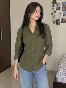 Olive Green Collared Button-Up Shirt