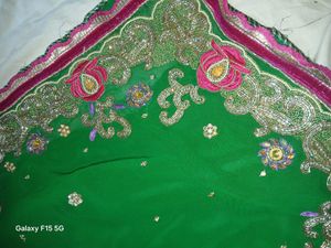 Embroidered Green Fabric