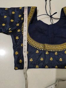 Navy Blue Beautiful Embroidery Design Blouse