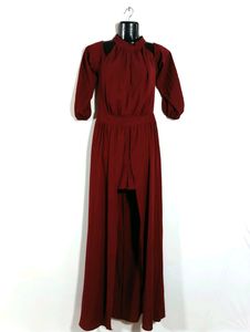 Long Maroon Jumpsuit Dress (Women)