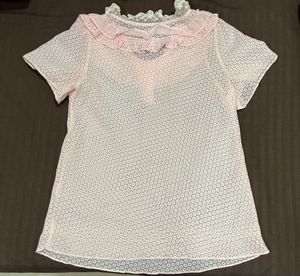 Cute Pink Lace Trim Top