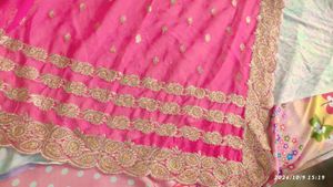 Stunning Pink Embroidered Saree (no blouse)