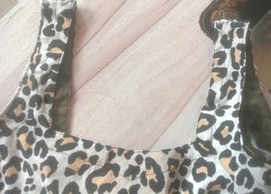 Leopard Print Blouse / Top With Back Tie