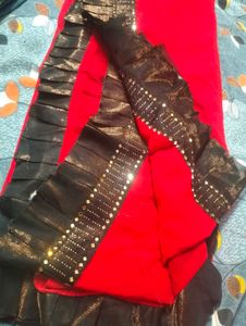 red georgette saree for karwachauth