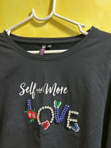 Black "Self and More Love" Top