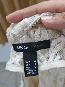 Mango casual Cream Lace Biker Jacket