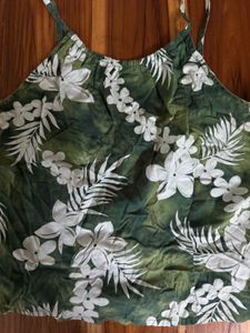 Green Floral Print Camisole Top