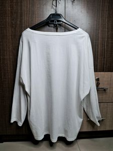 White V-Neck Long Sleeve Top