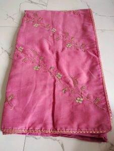 Elegant Pink Embroidered Saree