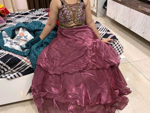 purple lengha with heavy blouse and dupatta