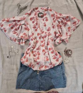 kawaii cherry blossom floral chic boho blouse with