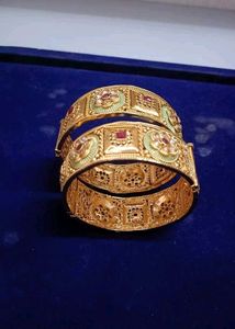 Exquisite Gold-Plated Bangles with Enamel Work