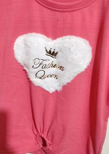 Pink Top Fashion Queen Heart 8-10 Year Girl
