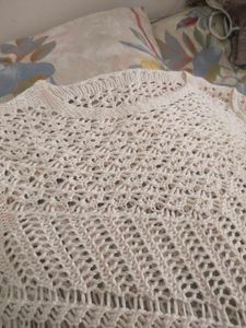 Cream Crochet Knit Sweater