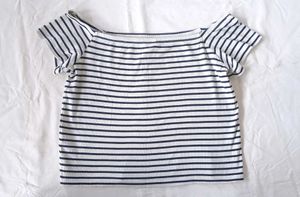 Striped Off-Shoulder Crop Top