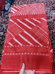 Red Bandhani Kurta Set with Sequins