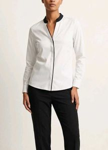 Chic White & Black Trim shirt