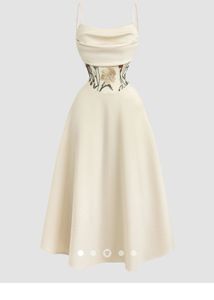 Cream Corset Floral Midi Dress