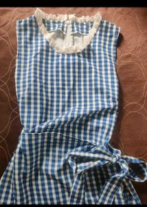 Blue Gingham Wrap Dress