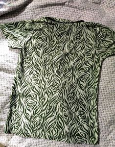 Zebra Print Short Sleeve Collared Shirt