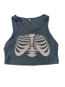 Shein Size S/M Ribbed Skeleton Print Crop Tank Top