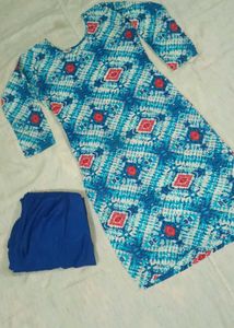 Blue Tie-Dye Kurti with salwar
