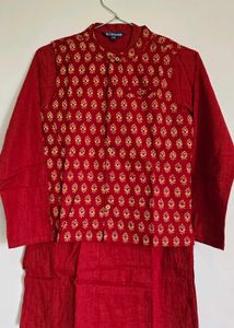 Boys Red Ethnic Kurta Set
