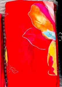 Vibrant Red Floral Saree
