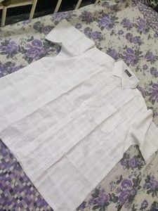 White Plaid Short Sleeve Shirt