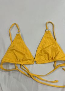 Yellow Ribbed Bikini Top