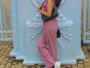 Pink Corduroy Wide Leg Pants