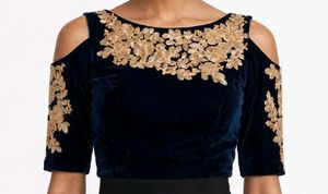 Navy Blue Velvet Blouse