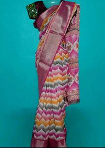 pink lenin cotton saree