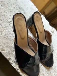 Black Heeled Mules