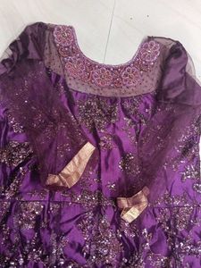 Elegant Purple Anarkali gown With Dupatta And Pent